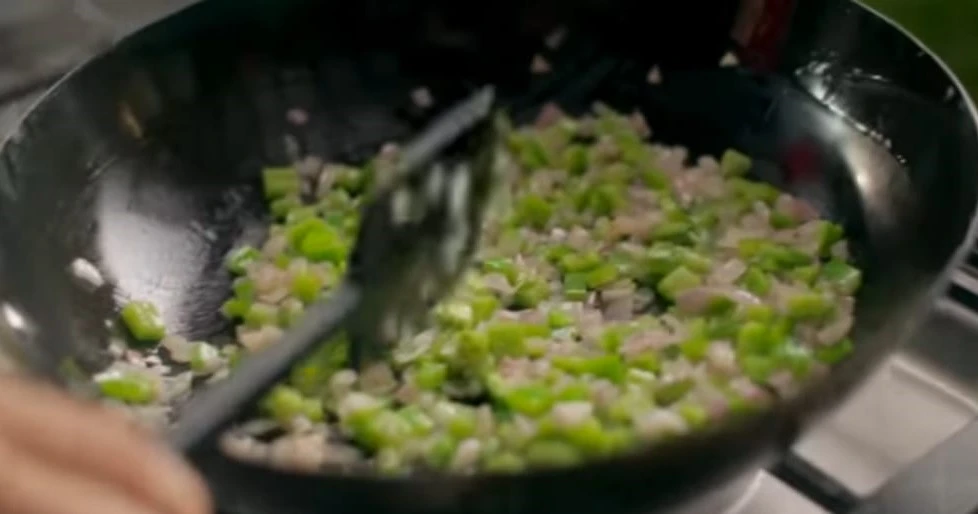 Capsicum frying in Wok