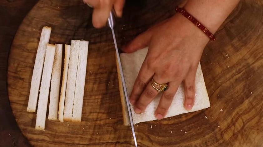 Cutting the edges of bread