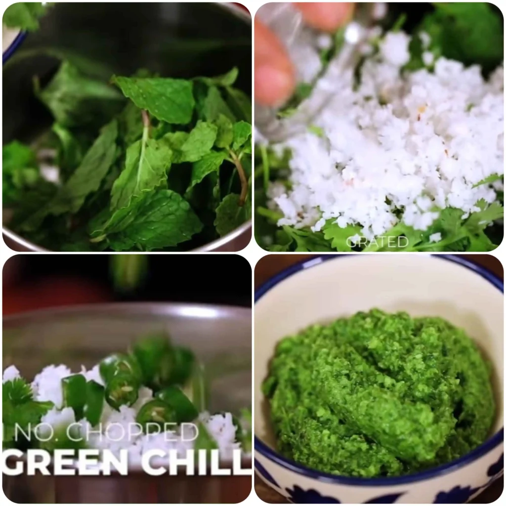 making green chutney for sandwich