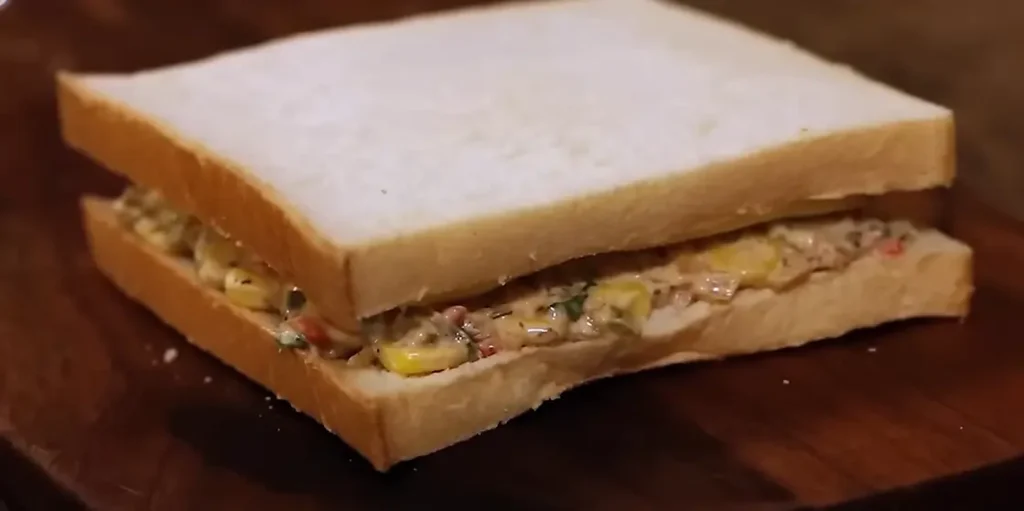 corn mayo sandwich assembled