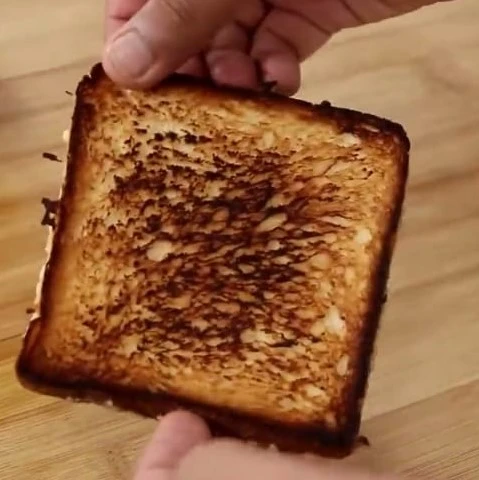 toast cooked in pan from bottom